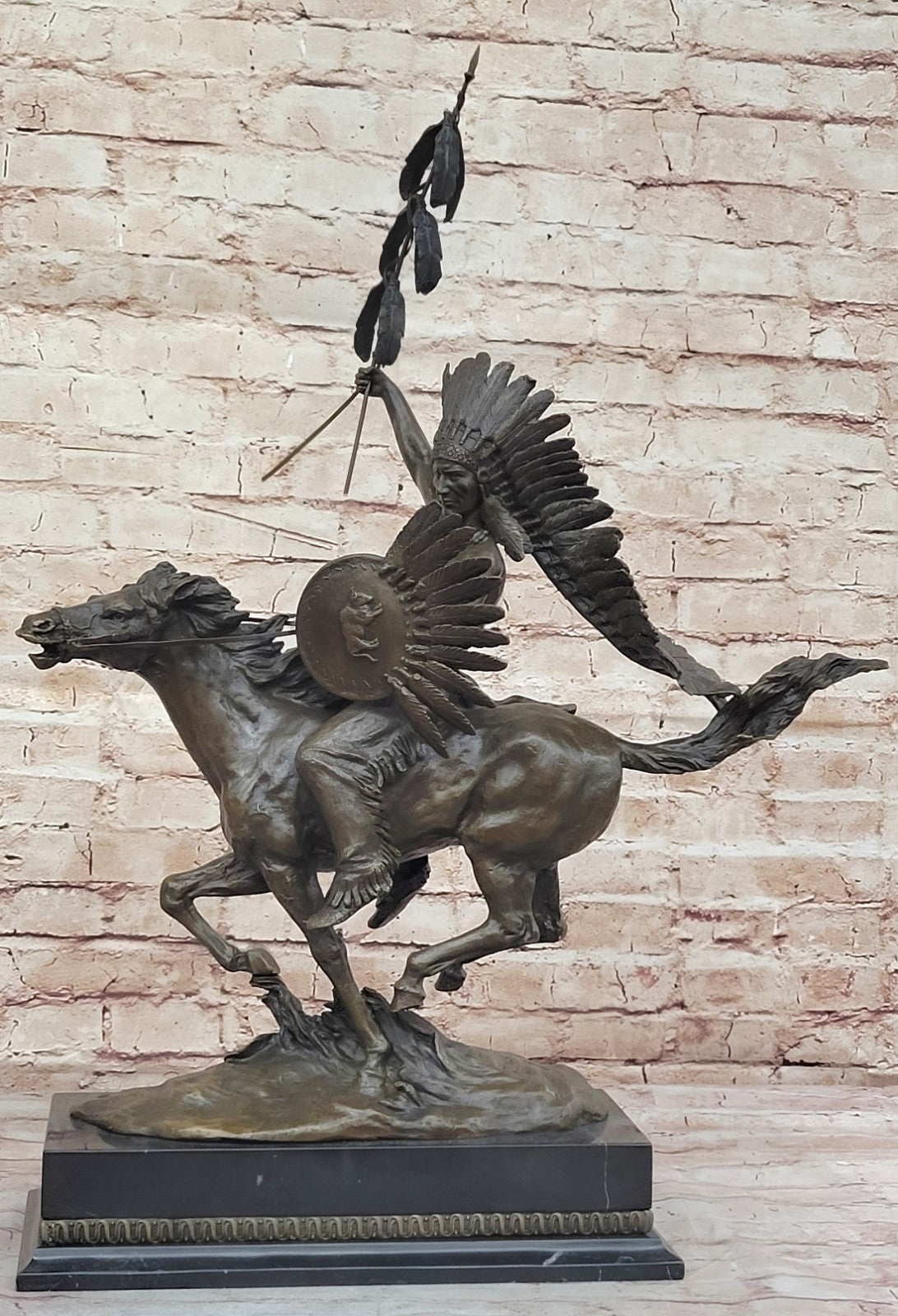 Milo`s Native Warrior: Signed Bronze Sculpture - American Indian on Horse