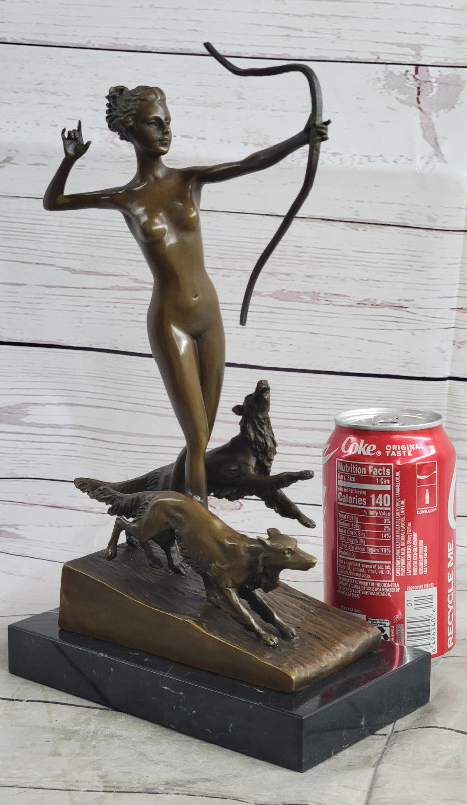 Rare Sculpture Large Vintage French "Lorenzl" Goddess DIANA Gift Bronze Statue