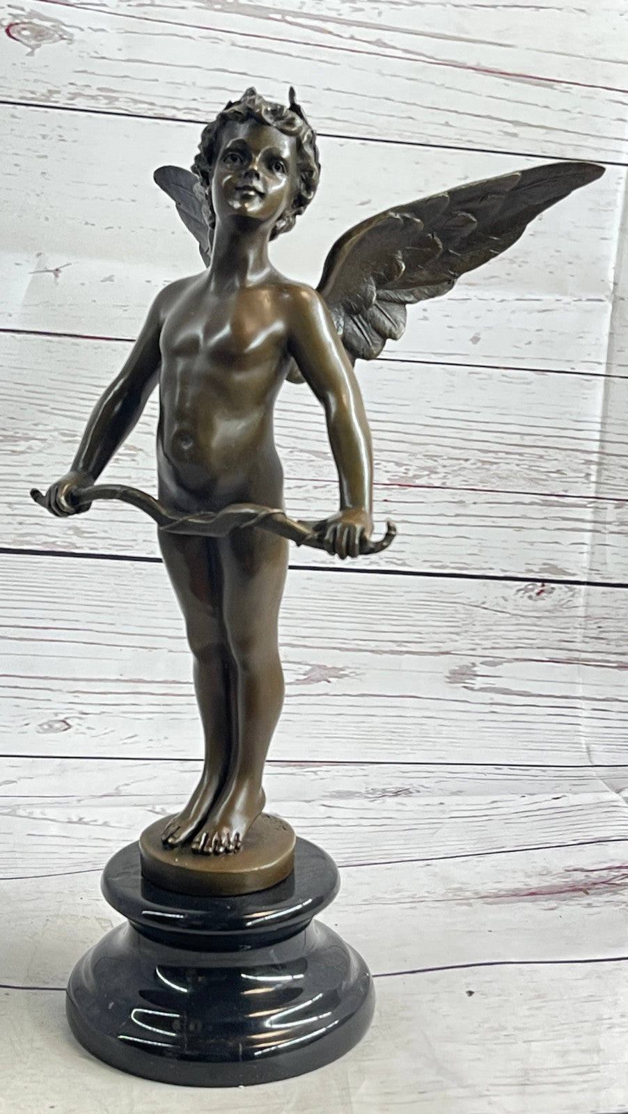 Graceful Wings: Signed Moreau Art Deco Bronze Sculpture Cherub Sculpture