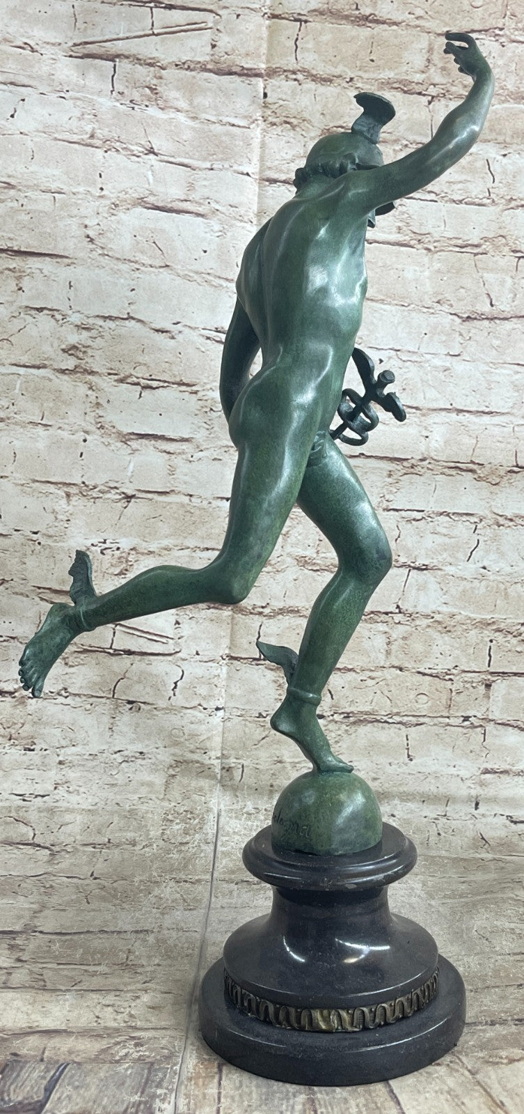 Flying Mercury Statue Hermes Messenger of the Gods Greek Nude Caduceus Bronze