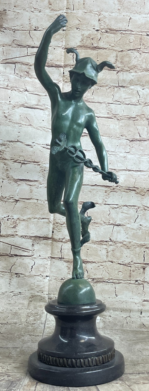 Flying Mercury Statue Hermes Messenger of the Gods Greek Nude Caduceus Bronze