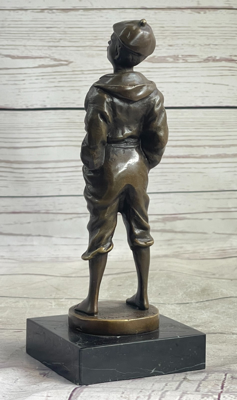 Vintage Signed Szczeblewski Bronze Sculpture of a Whistling German Boy - Fine Detailed Art