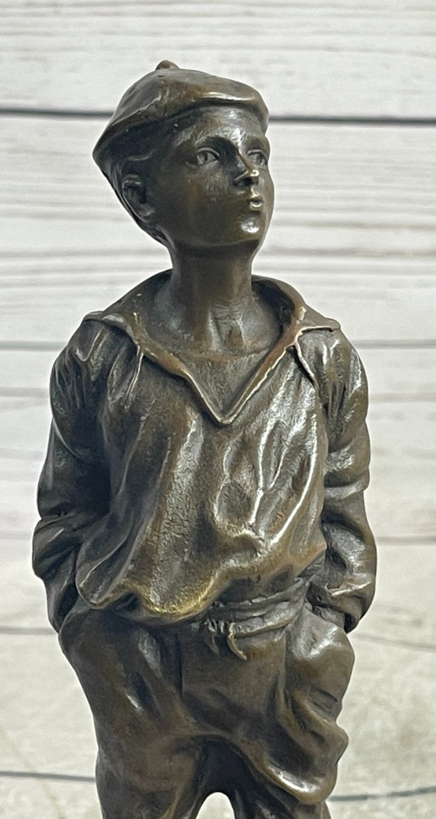 Vintage Signed Szczeblewski Bronze Sculpture of a Whistling German Boy - Fine Detailed Art