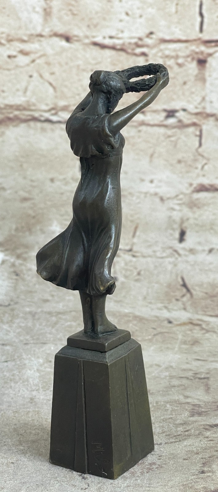 5.5" Tall Signed Roman Maiden Bronze Sculpture Statue Figure Figurine Deco Figure