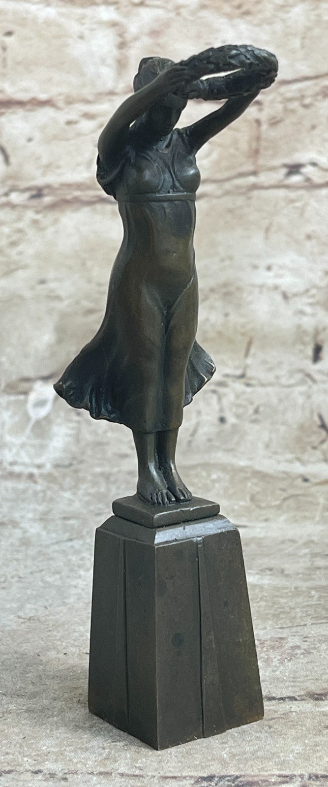 5.5" Tall Signed Roman Maiden Bronze Sculpture Statue Figure Figurine Deco Figure