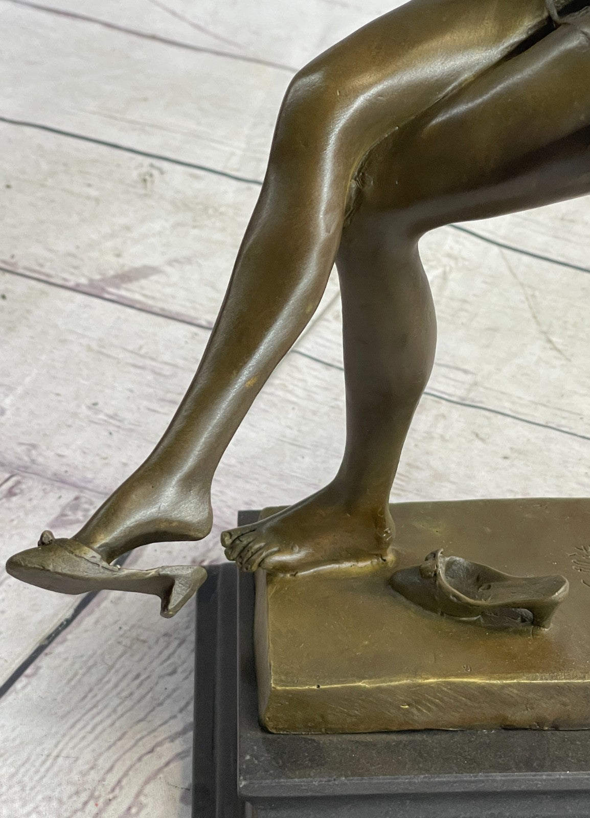 Art Deco Sculpture Beautiful Woman Girl Swing Bronze Statue Figurine Signed