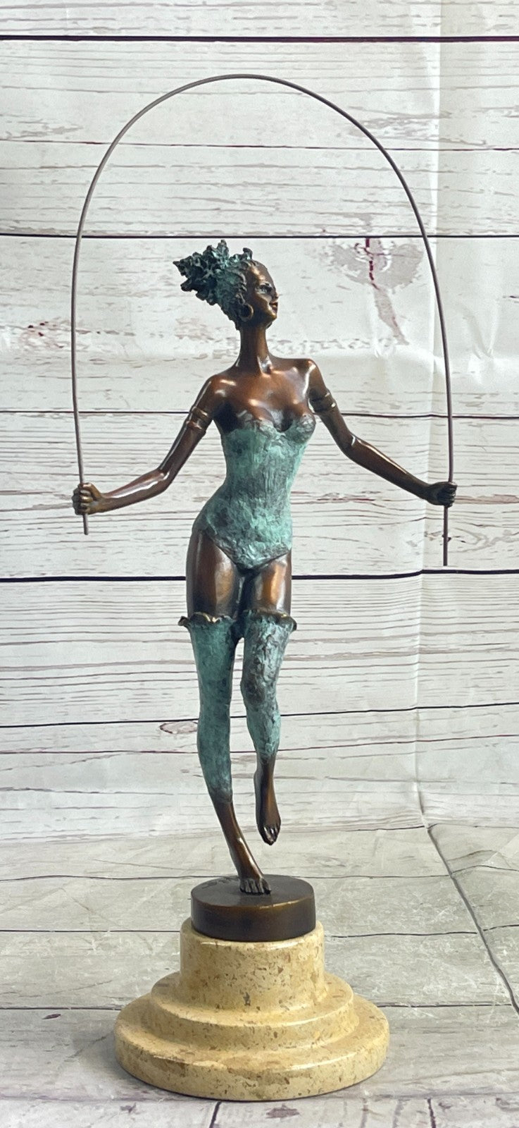 Handmade Bronze Figure: Graceful Woman Dancer with Special Patina by Milo