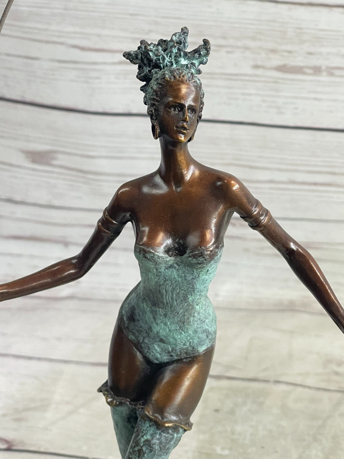 Handmade Bronze Figure: Graceful Woman Dancer with Special Patina by Milo