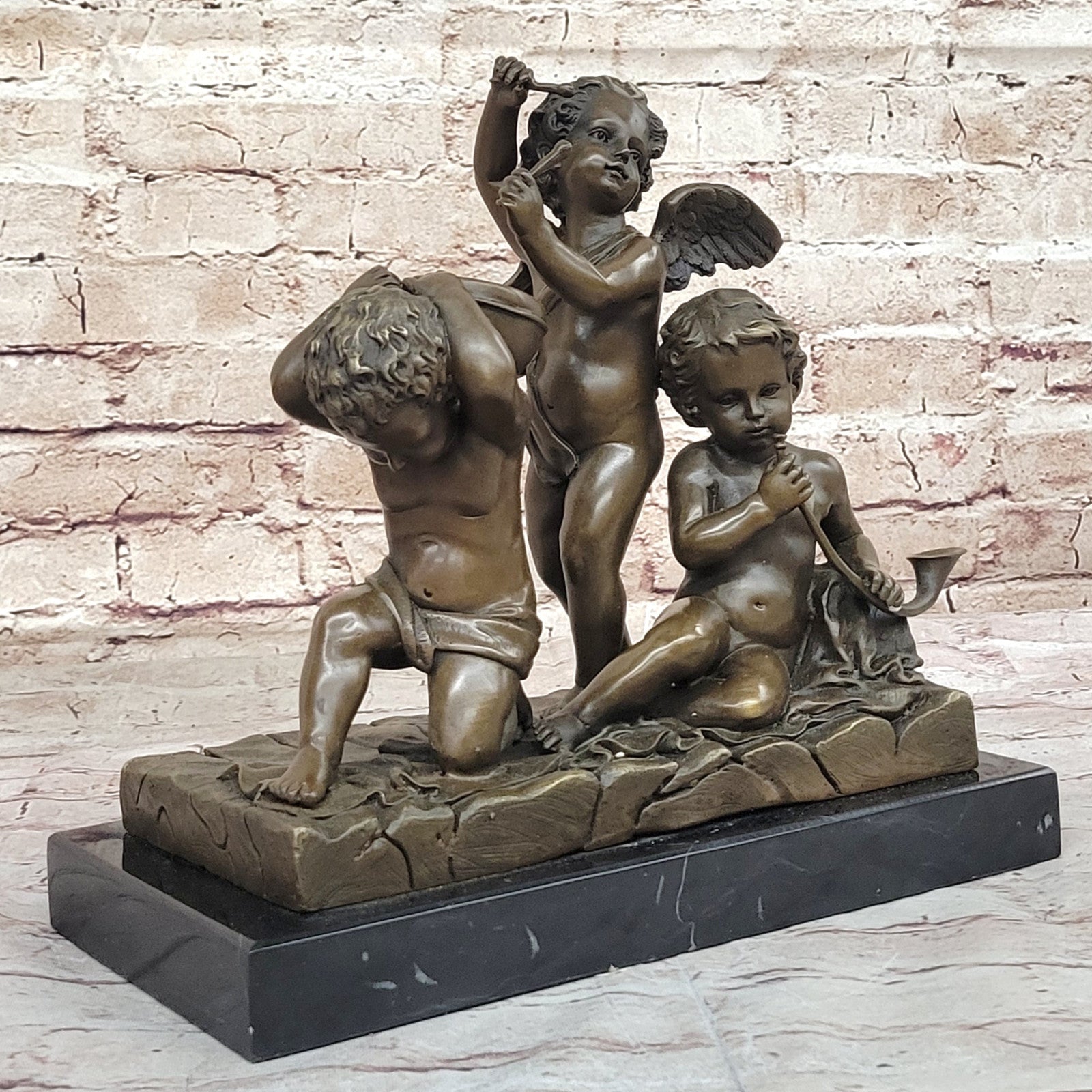 Mario`s Cherub Symphony: Hot Cast Bronze Sculpture - Fine Art Figurine