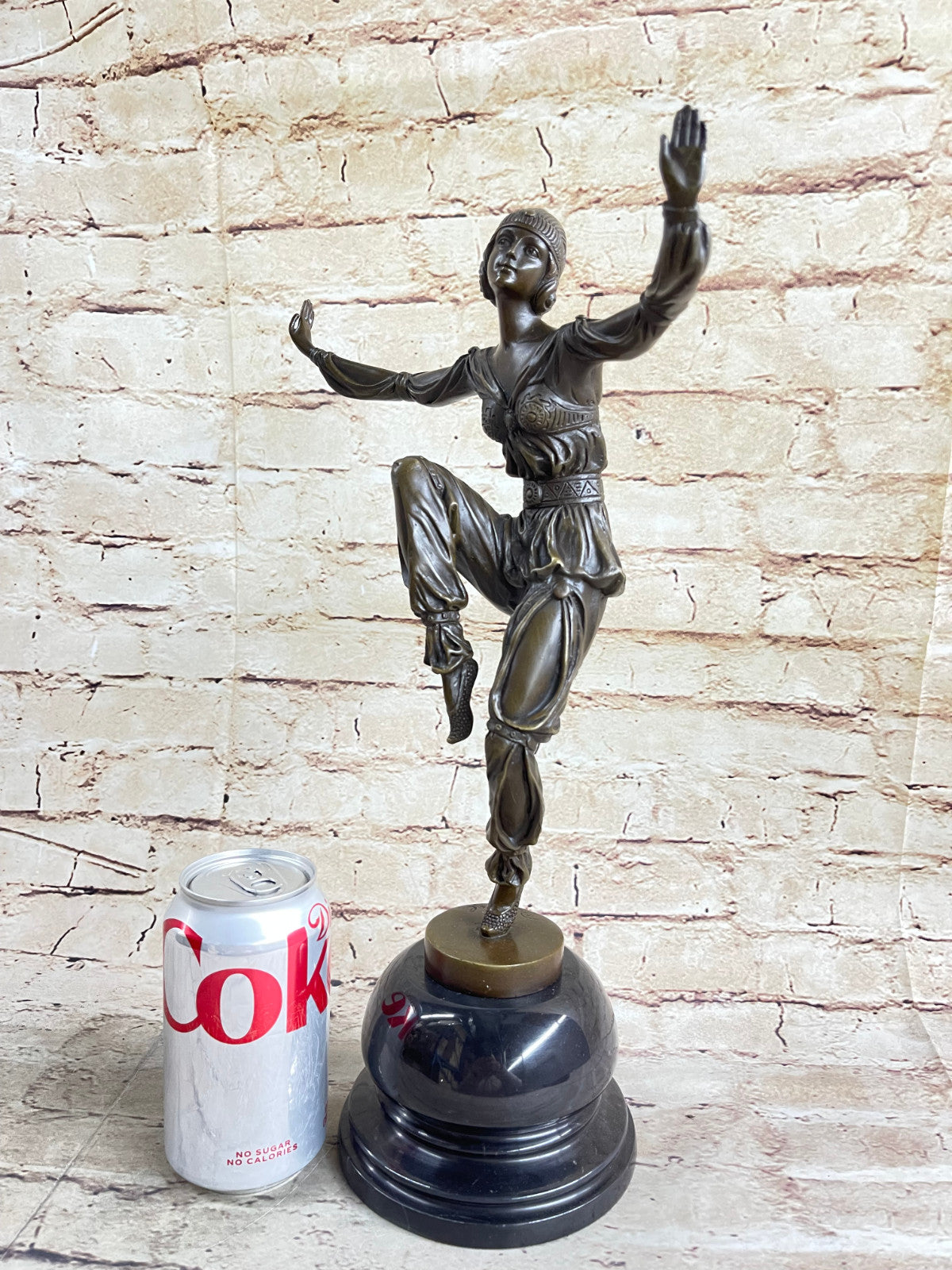 Antique Style GENUINE BRONZE Figural Gypsy girl Old PARLOR STATUE signed