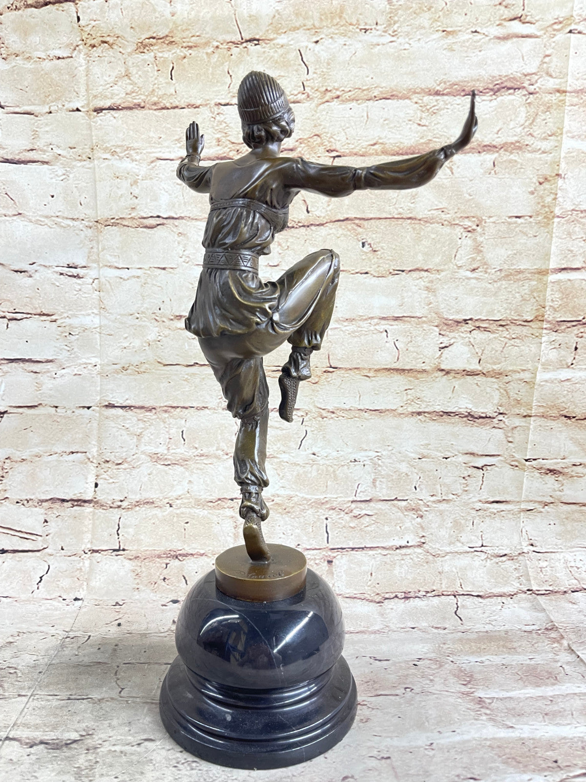 Antique Style GENUINE BRONZE Figural Gypsy girl Old PARLOR STATUE signed