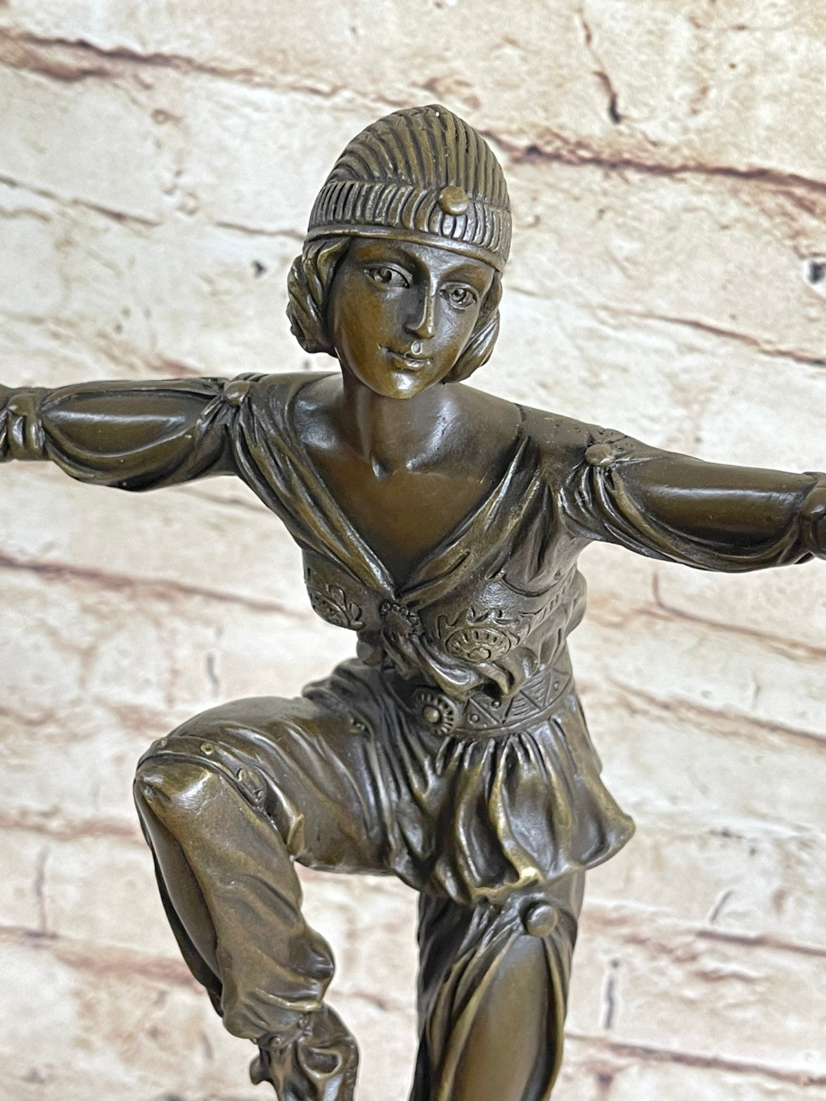 Antique Style GENUINE BRONZE Figural Gypsy girl Old PARLOR STATUE signed
