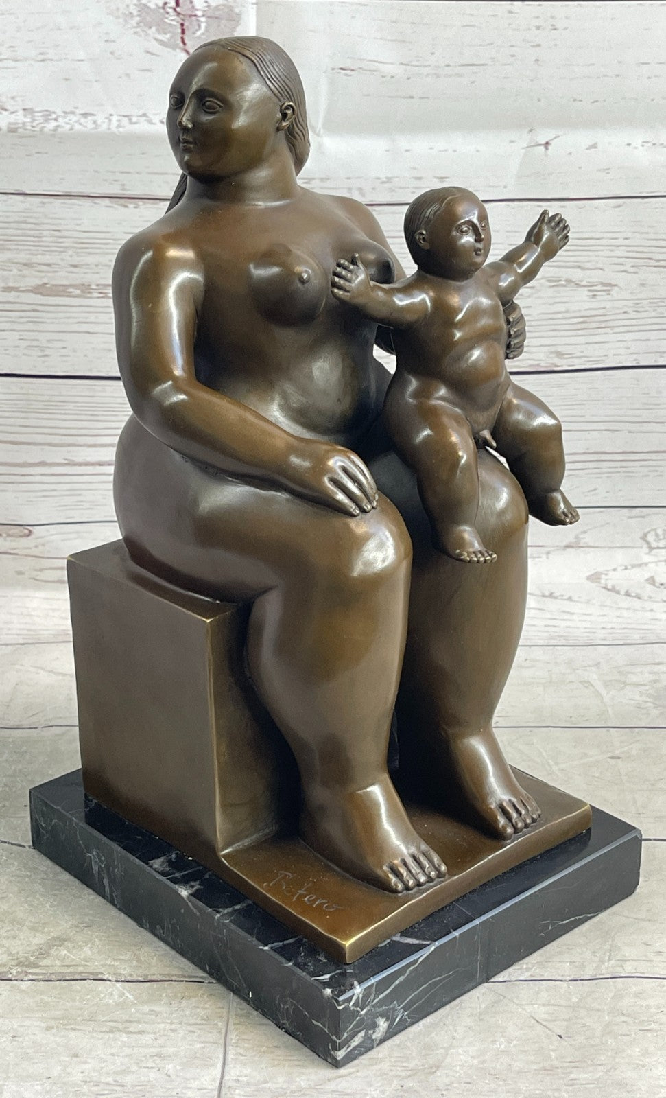 FERNANDO BOTERO "Mother and Child" ART BRONZE SCULPTURE SIGNED, Collector Sale