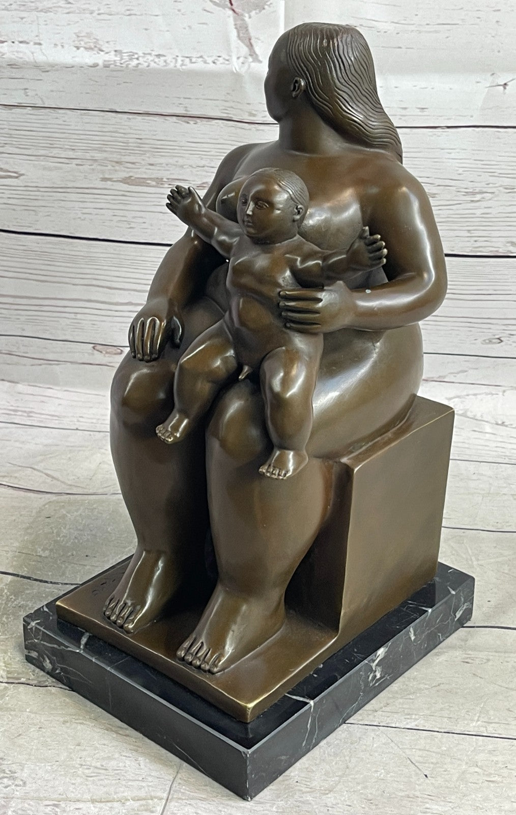 FERNANDO BOTERO "Mother and Child" ART BRONZE SCULPTURE SIGNED, Collector Sale