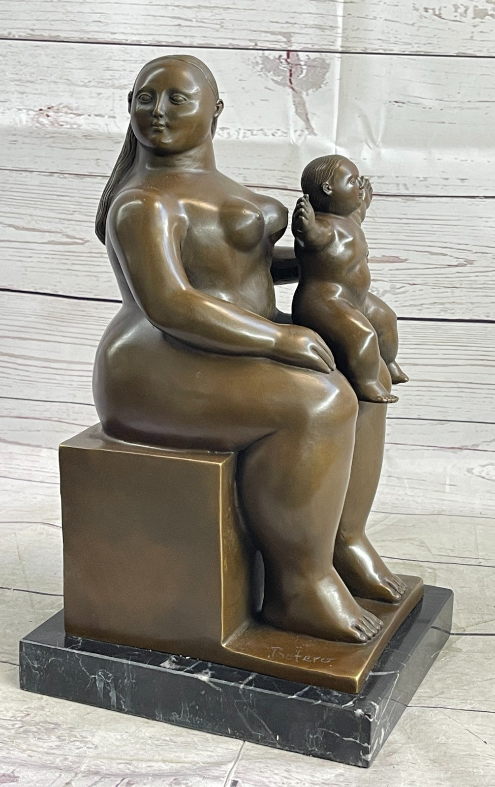 FERNANDO BOTERO "Mother and Child" ART BRONZE SCULPTURE SIGNED, Collector Sale
