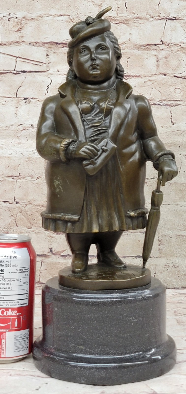 Fernando Botero bronze sculpture of English Lady finished in dark brown patina