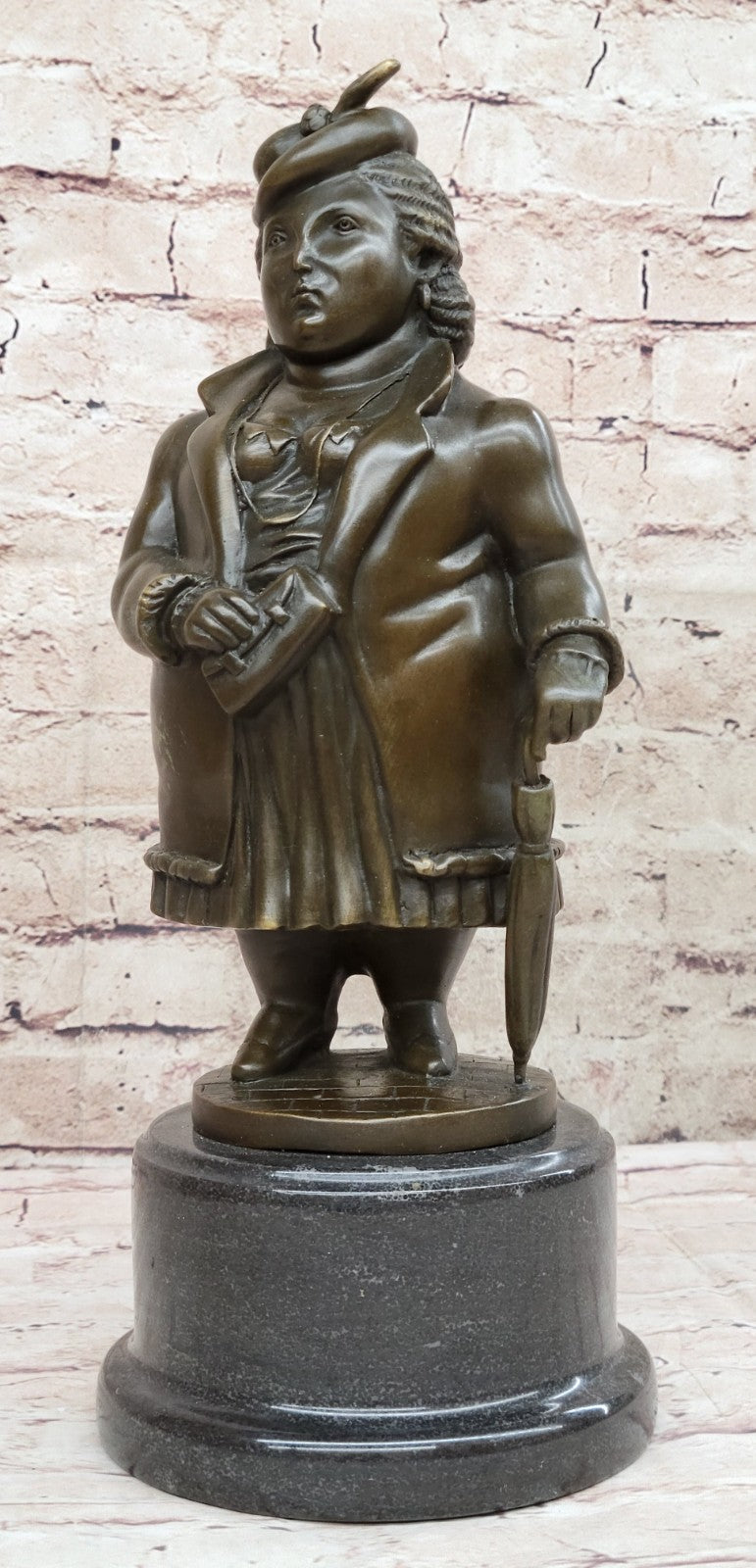 Fernando Botero bronze sculpture of English Lady finished in dark brown patina
