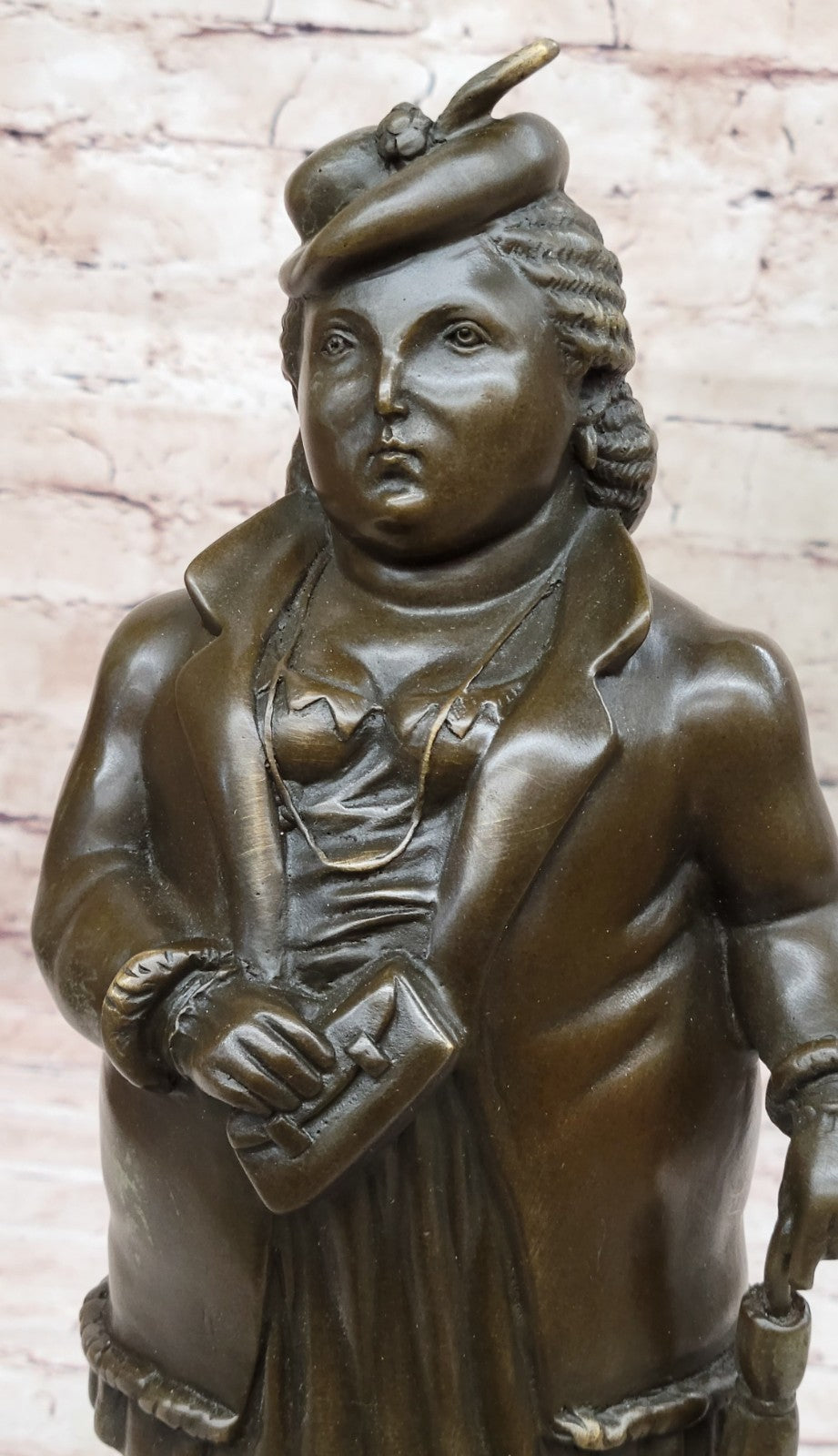 Fernando Botero bronze sculpture of English Lady finished in dark brown patina