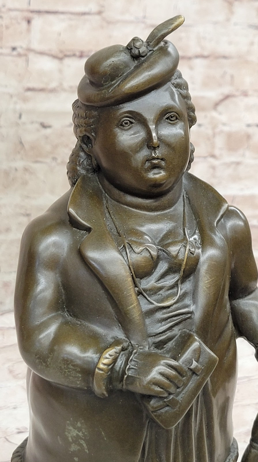 Fernando Botero bronze sculpture of English Lady finished in dark brown patina