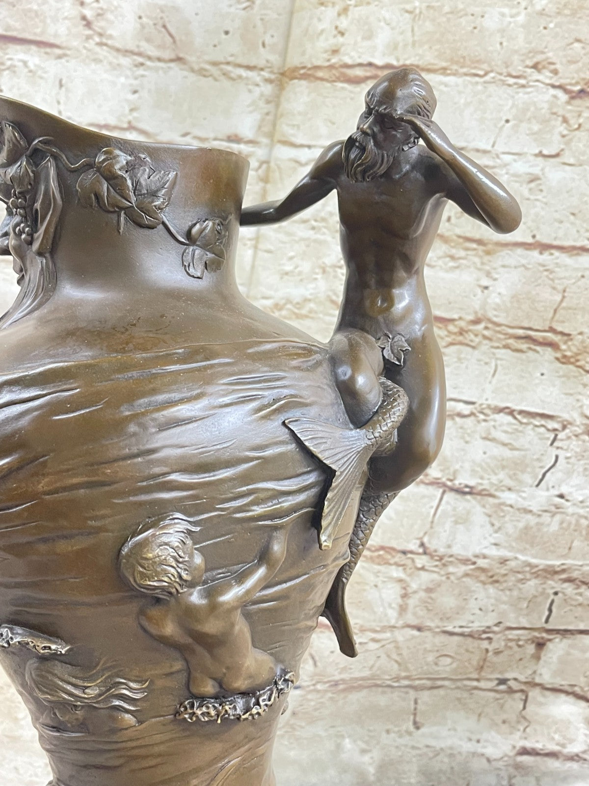 Beautiful Mermaid Mermaids Flower Vase Bronze Sculpture Home Decor Mythical