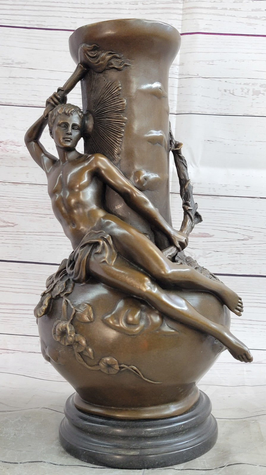 Bronze Sculpture Nude Male Vase Gay Interest Hot Cast Home Office Decoration