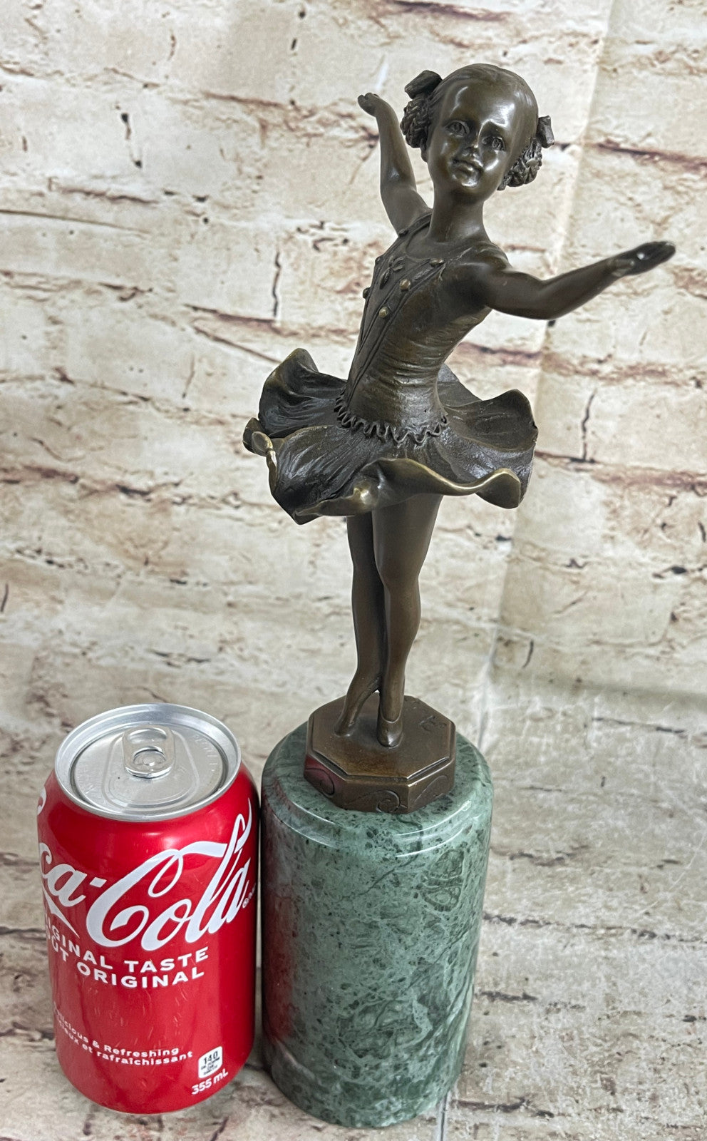 Historical Preiss Young Ballerina Marble Base Figurine Figure Sculpture Green NR