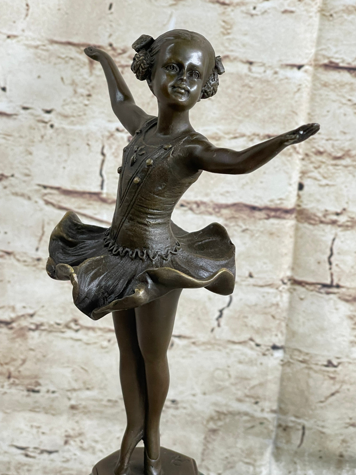 Historical Preiss Young Ballerina Marble Base Figurine Figure Sculpture Green NR