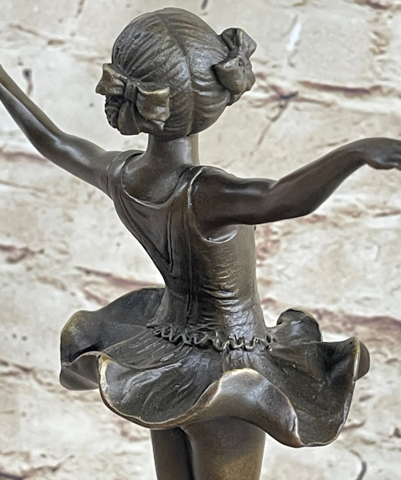 Historical Preiss Young Ballerina Marble Base Figurine Figure Sculpture Green NR