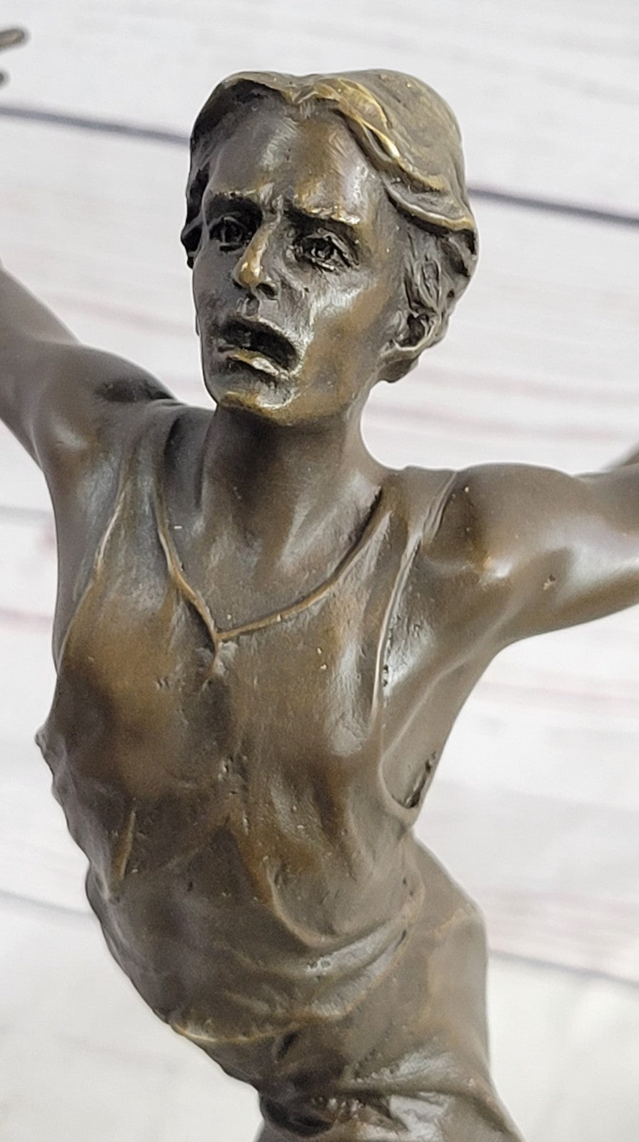 Bronze sculpture of a track and field runner in the starting Original by M.Lopez