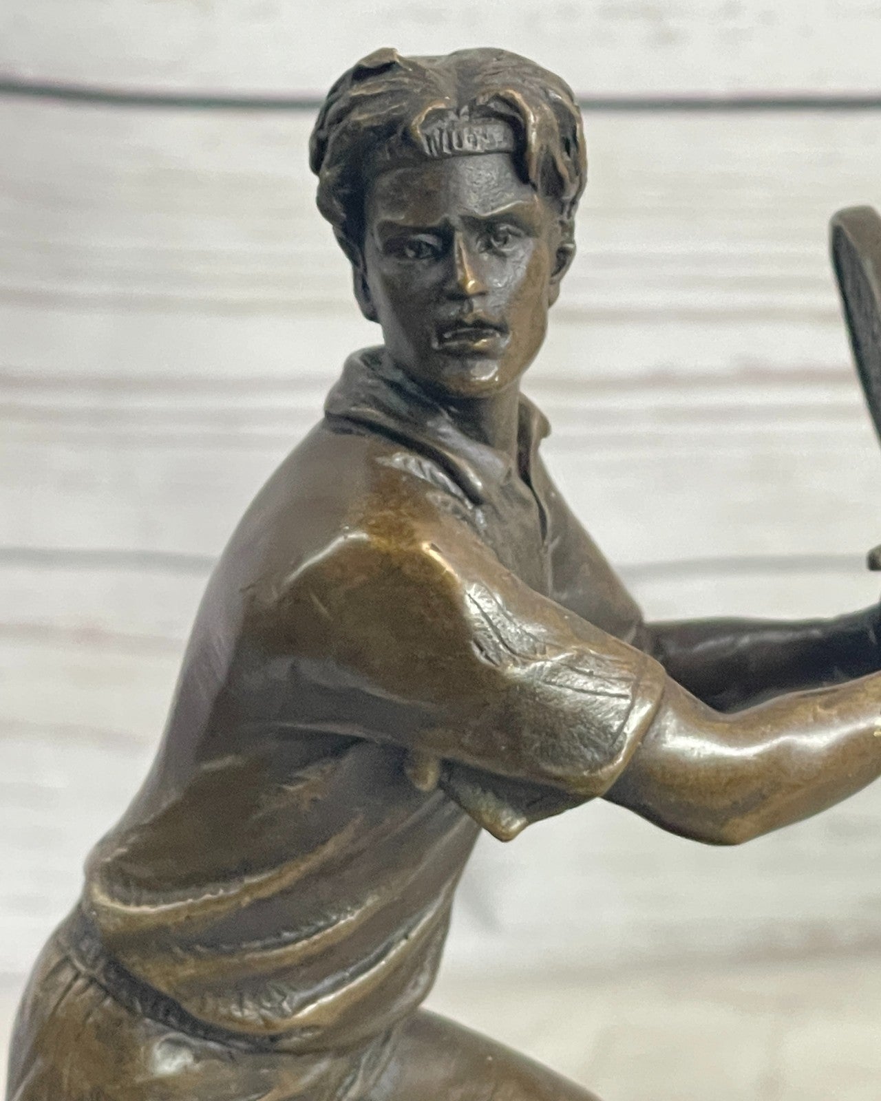 Rare Fine Vintage Bronze Signed Sculpture Statue Tennis Player Marble Base GIFT