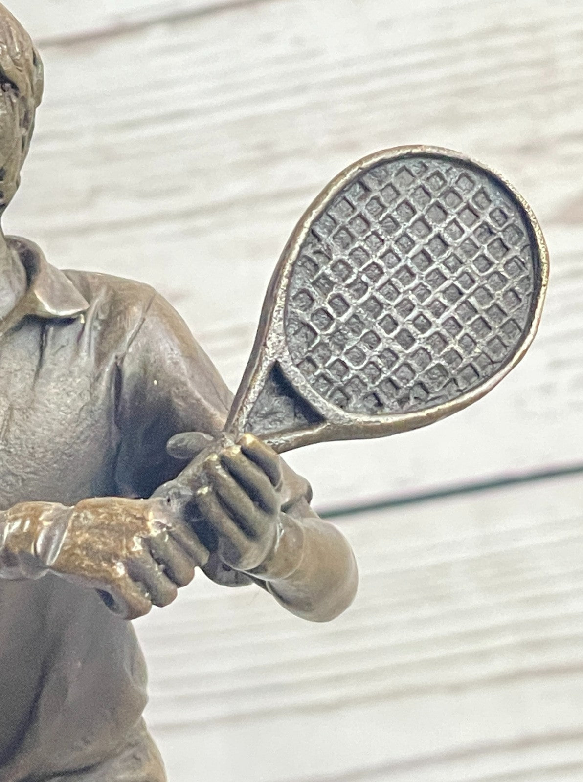 Rare Fine Vintage Bronze Signed Sculpture Statue Tennis Player Marble Base GIFT