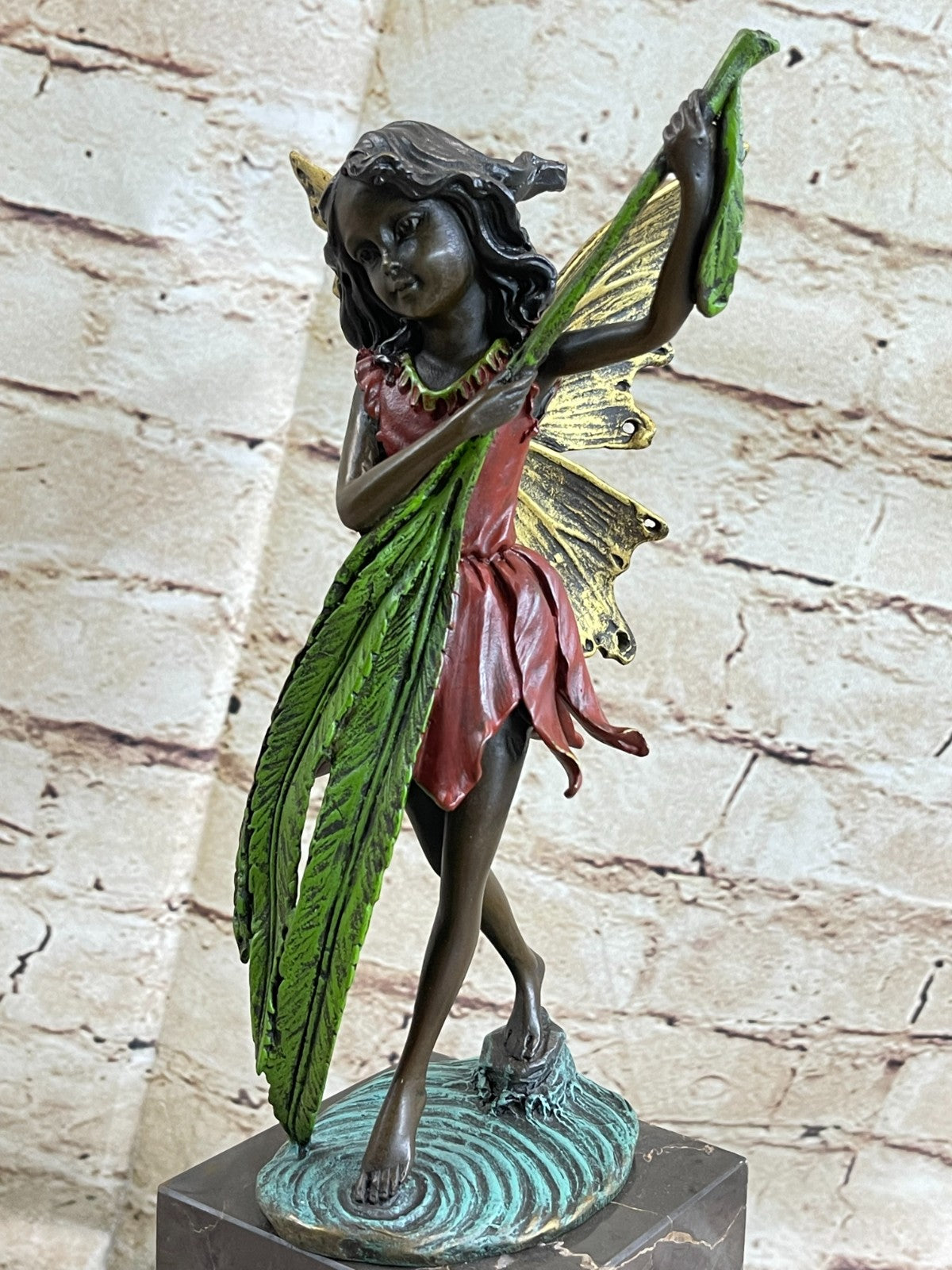 Tall Fairy Angel Multi Color Patina Bronze Sculpture Hot Cast Mythical Figurine