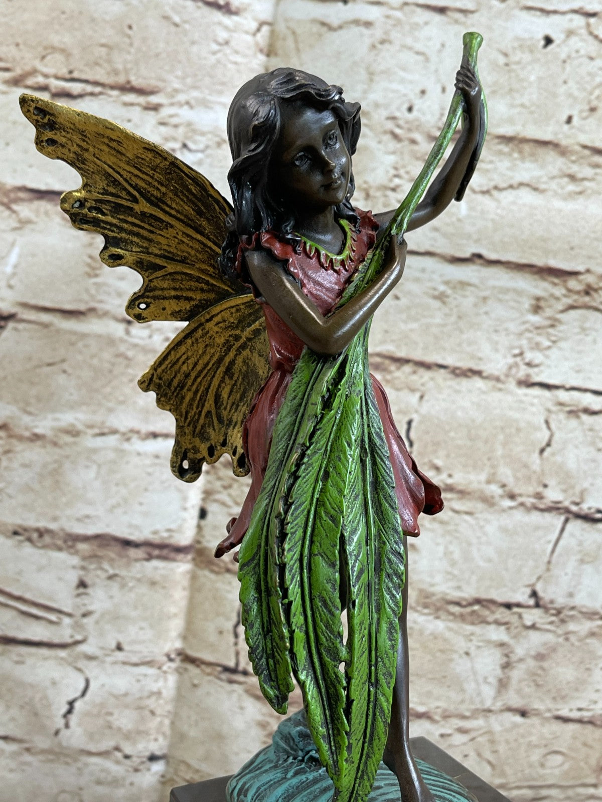 Tall Fairy Angel Multi Color Patina Bronze Sculpture Hot Cast Mythical Figurine