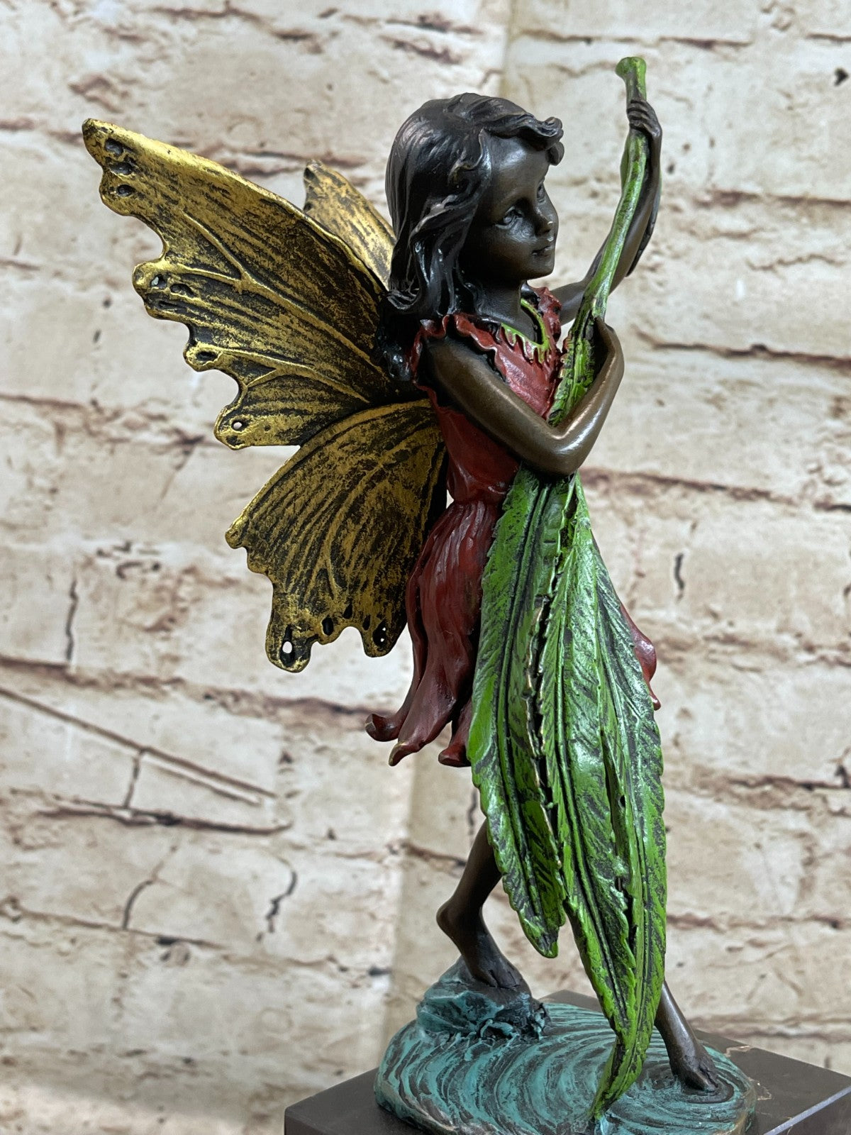 Tall Fairy Angel Multi Color Patina Bronze Sculpture Hot Cast Mythical Figurine