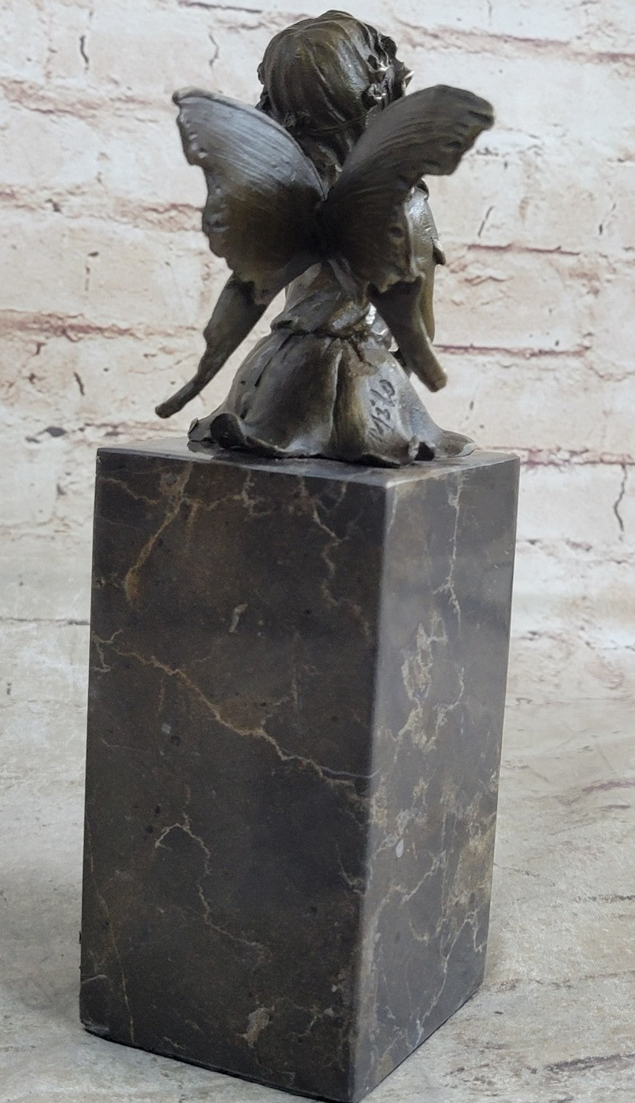 ART NOUVEAU BRONZE FAIRY BUTTERFLY Girl OLD BOOKEND BOOK ENS MARBLE BASE SCULPTU