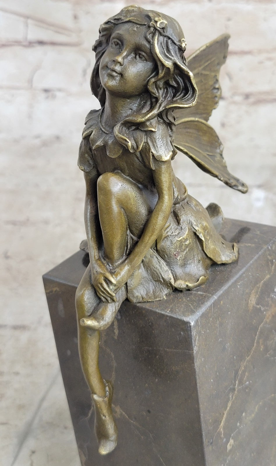 ART NOUVEAU BRONZE FAIRY BUTTERFLY Girl OLD BOOKEND BOOK ENS MARBLE BASE SCULPTU