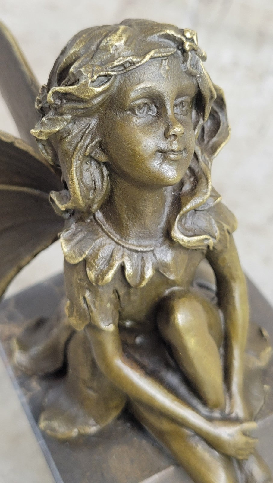 ART NOUVEAU BRONZE FAIRY BUTTERFLY Girl OLD BOOKEND BOOK ENS MARBLE BASE SCULPTU