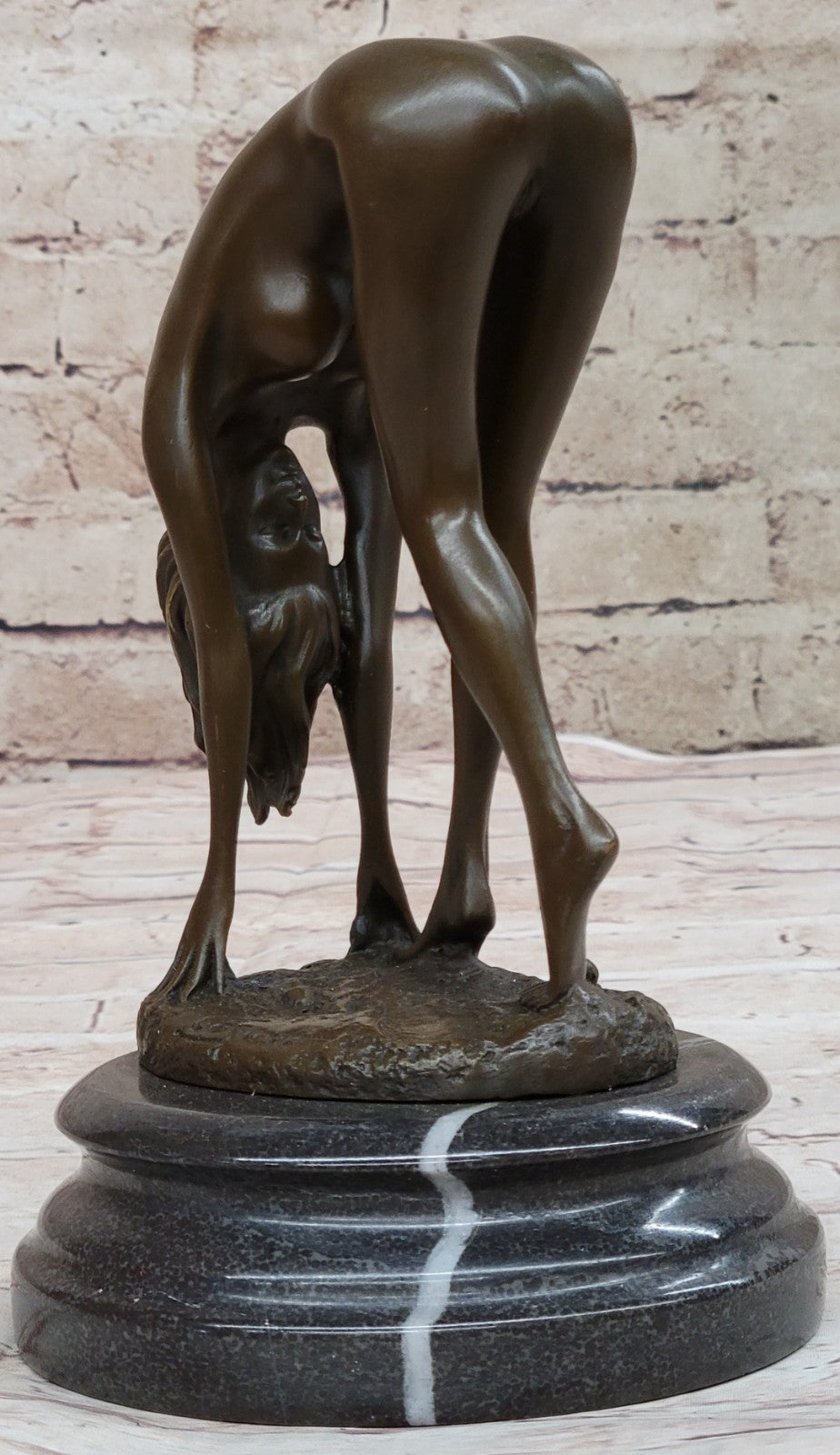 Bronze Sculpture Signed Original Hot Cast Nude Girl By Cesaro Statue Figurine