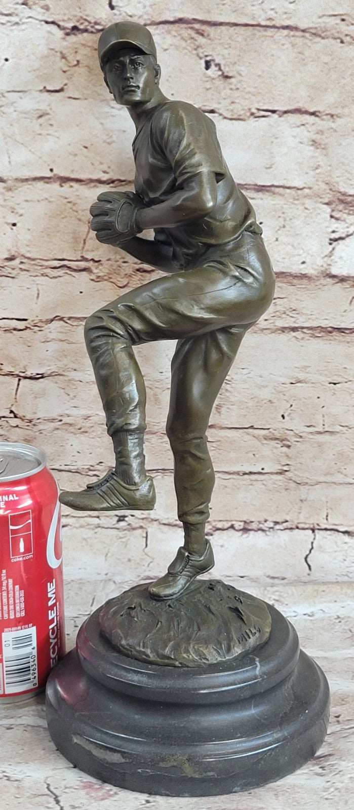 Baseball Lover Pitcher Major League Trophy Bronze Sculpture Statue Figurine