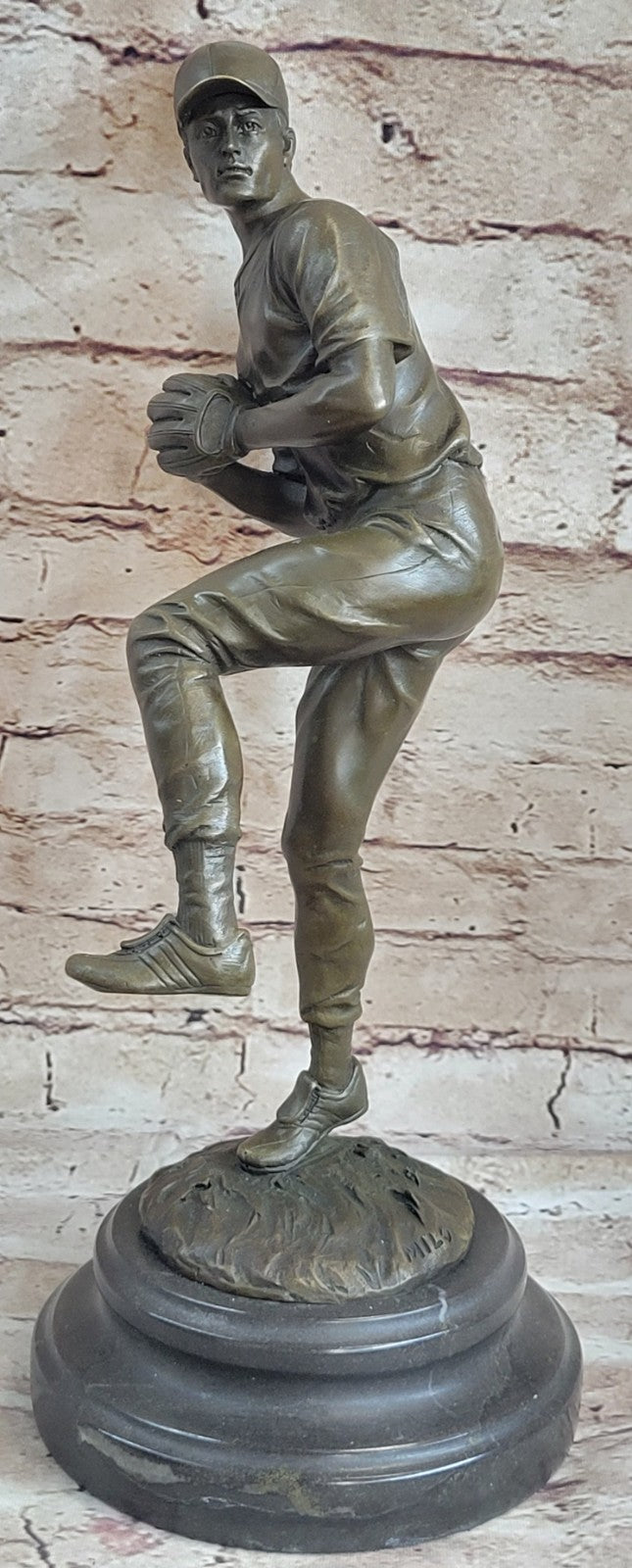 Baseball Lover Pitcher Major League Trophy Bronze Sculpture Statue Figurine