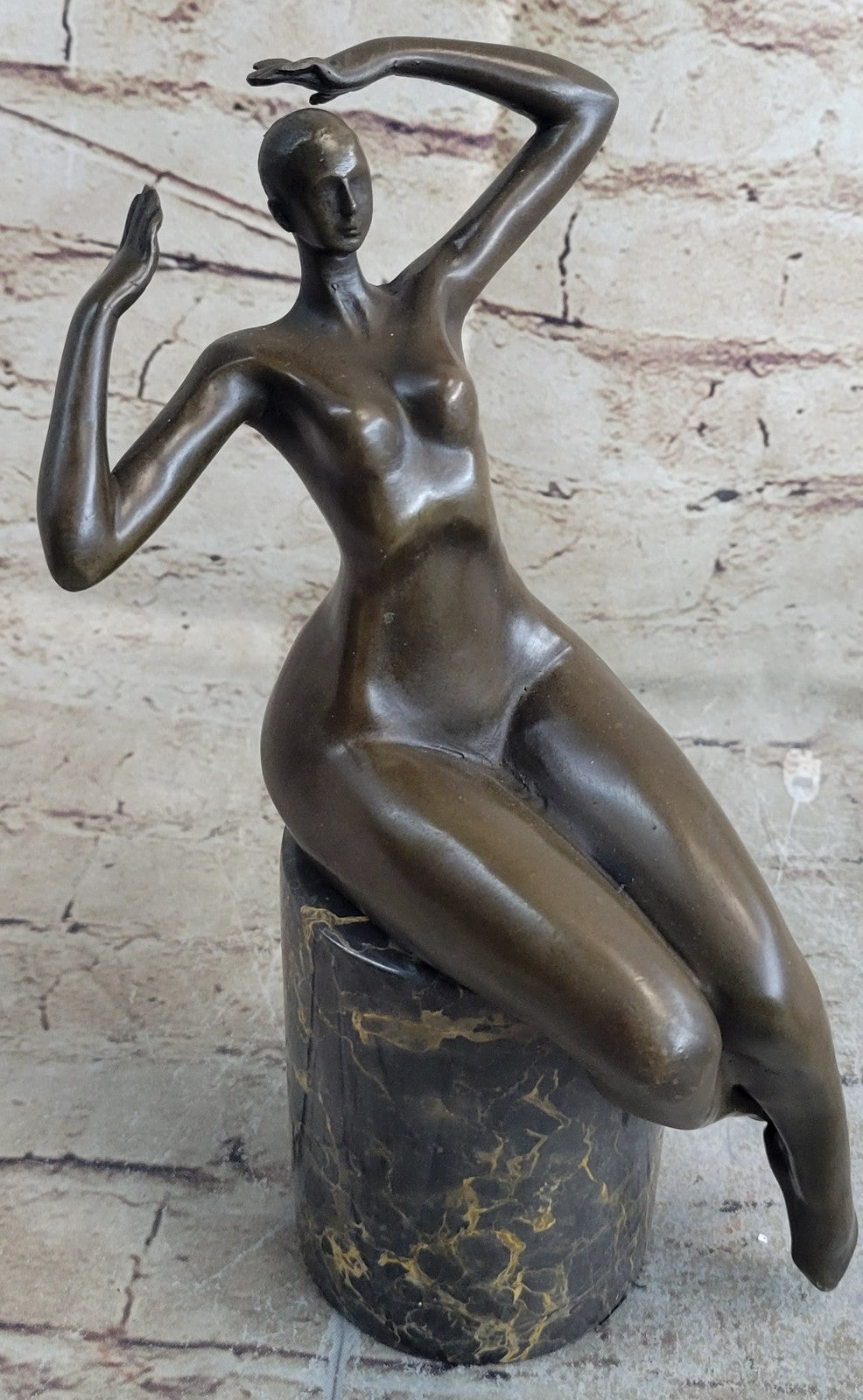 Modern Abstract Brutalist Cast Bronze Sculpture Female Figure Botero-style
