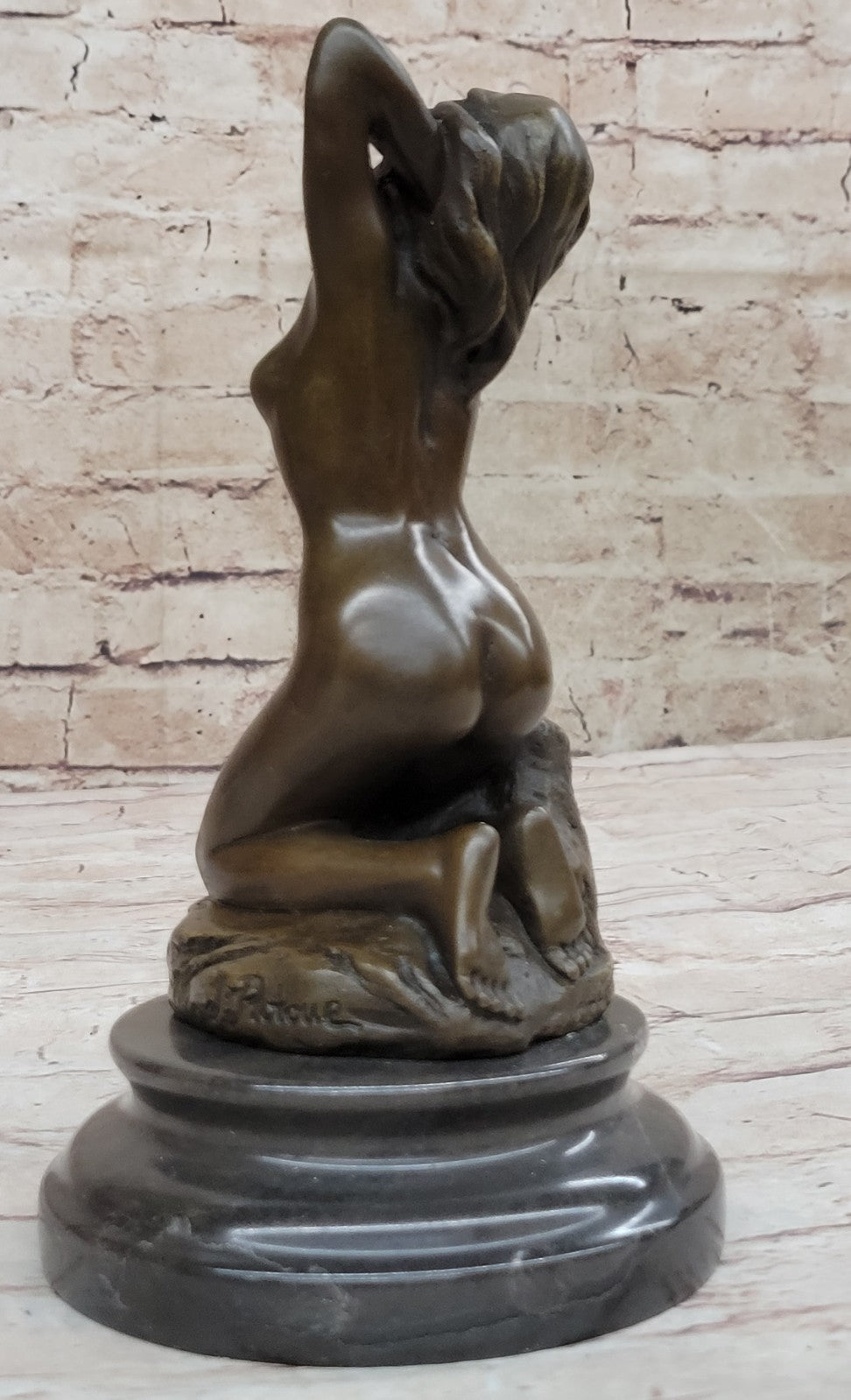 Sign~Patoue~Rebellious Sultry Nude Girl Bronze Statue Sculpture Figure Figurine