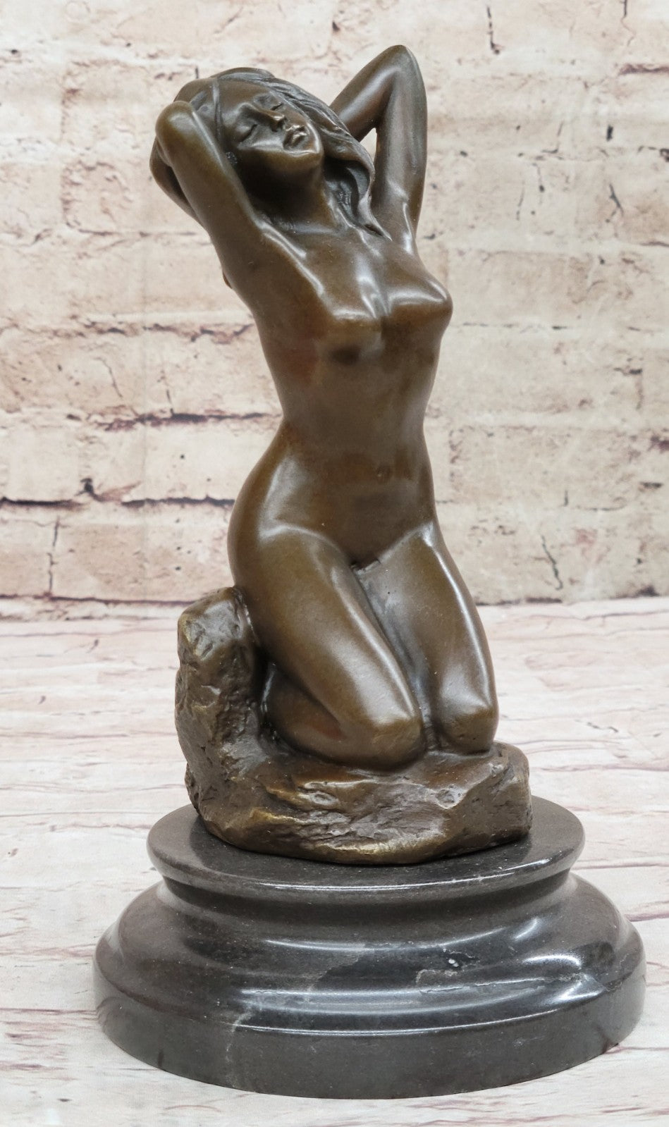 Sign~Patoue~Rebellious Sultry Nude Girl Bronze Statue Sculpture Figure Figurine