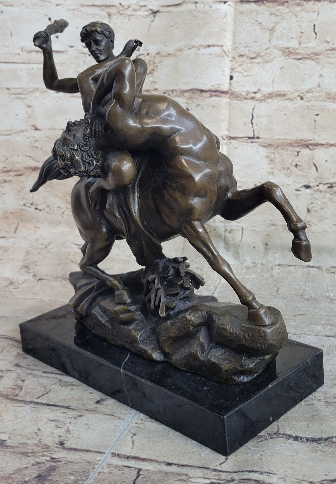 Theseus Slaying the Centaur Bronze Masterpiece by French Artist Barye Hot Cast