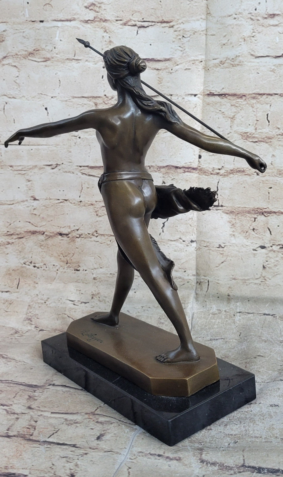 Nude Diana The Huntress Art Signed Pure Hot Cast Bronze Statue Sexy Figurine NR