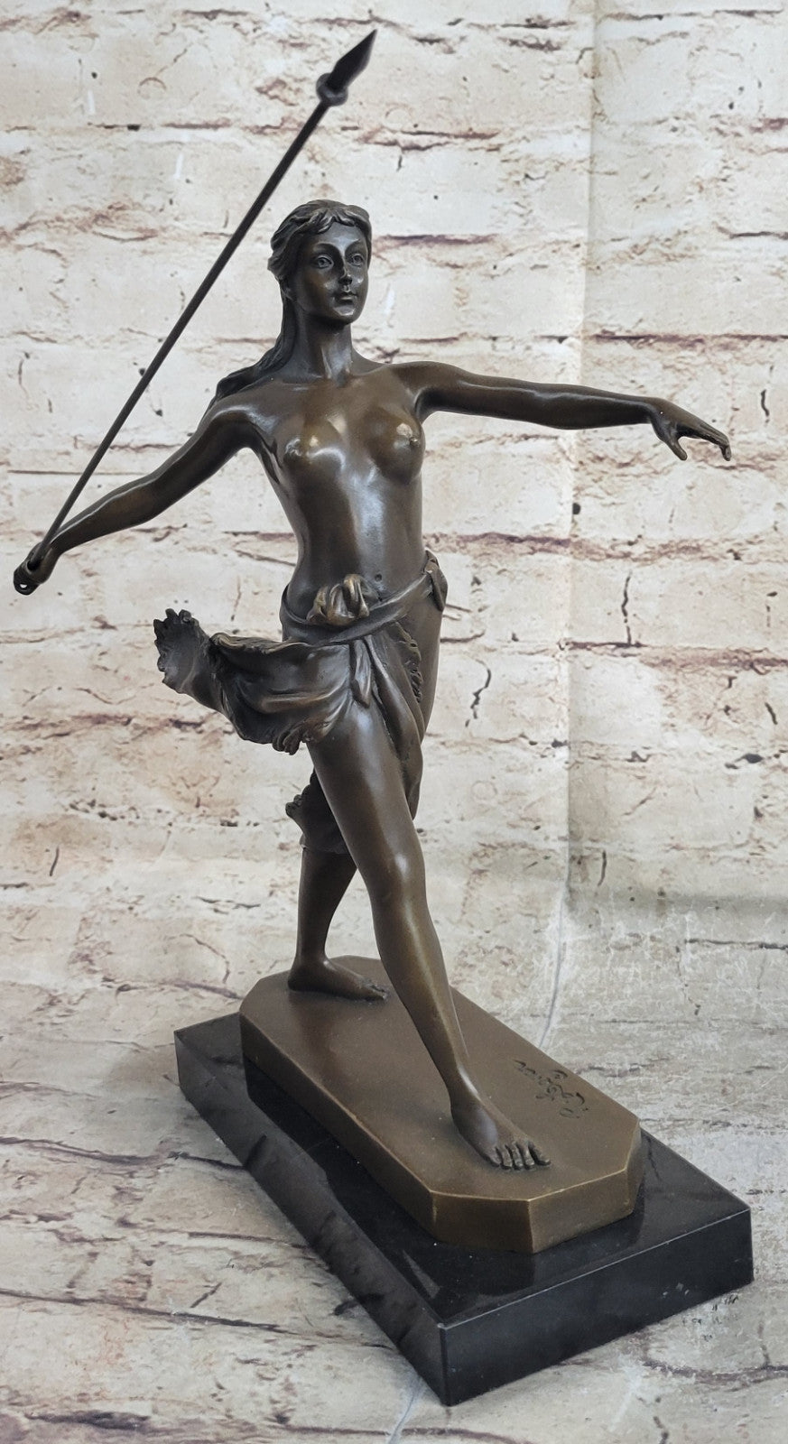 Nude Diana The Huntress Art Signed Pure Hot Cast Bronze Statue Sexy Figurine NR