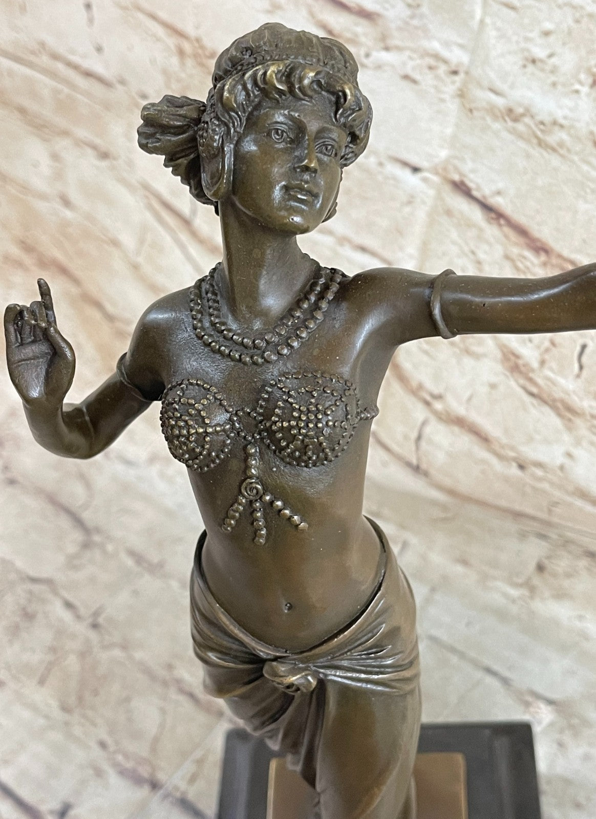 ART NOUVEAU SIGNED BRONZE GYPSY DANCER STATUE  FIGURINE FIGURE SCULPTURE GILT ARTWORK