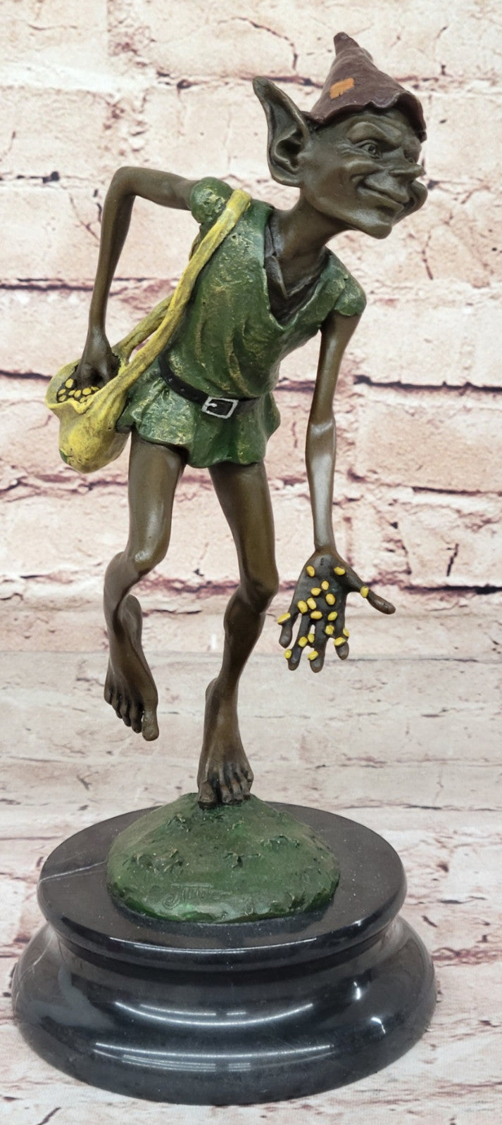 Hot Cast Original: Juno`s Colorful Patina Leprechaun Bronze Statue Figure