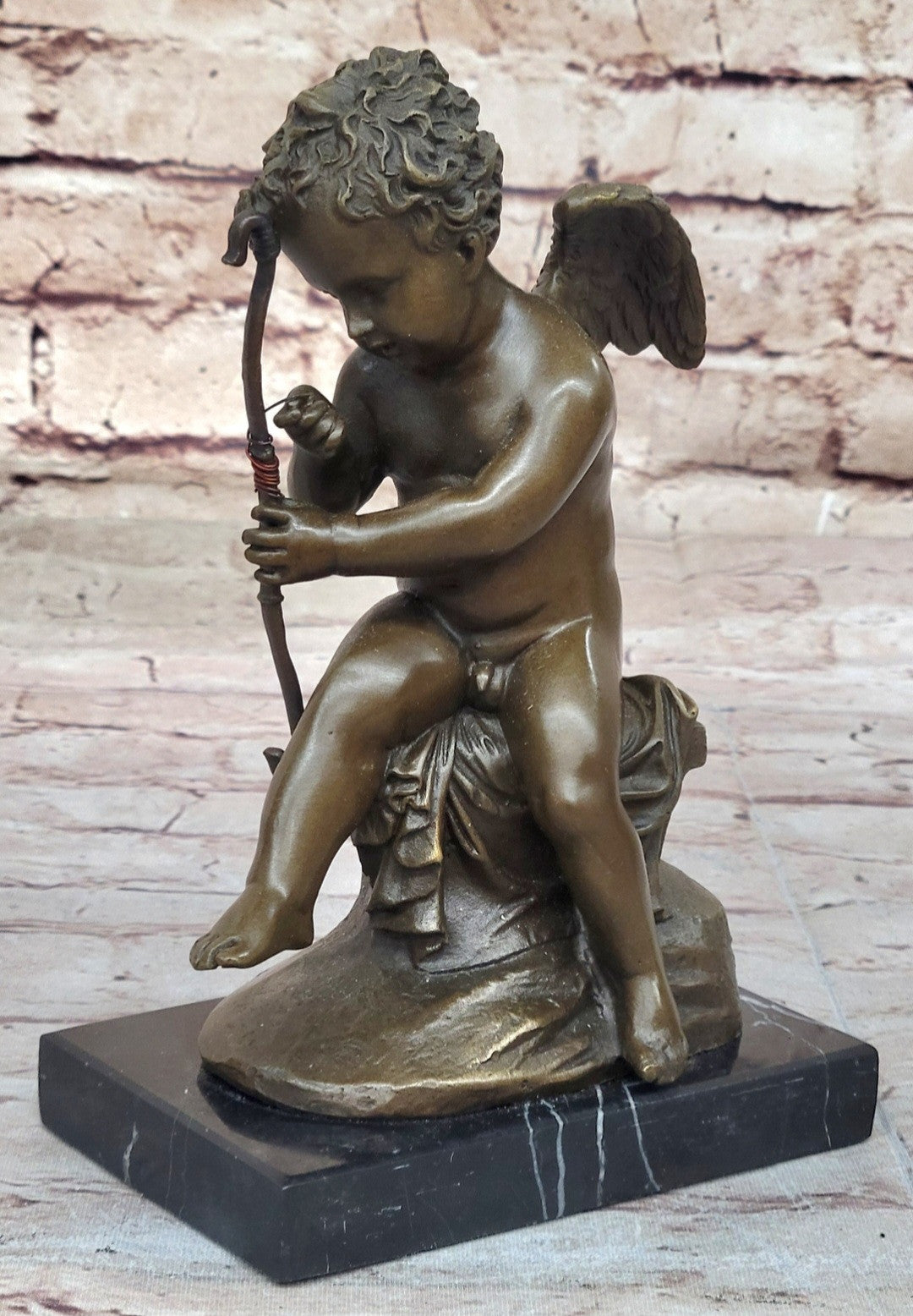 Boy Angel Sculpture: Charles Louchet`s Cupid - Hot Cast Bronze for Home Office