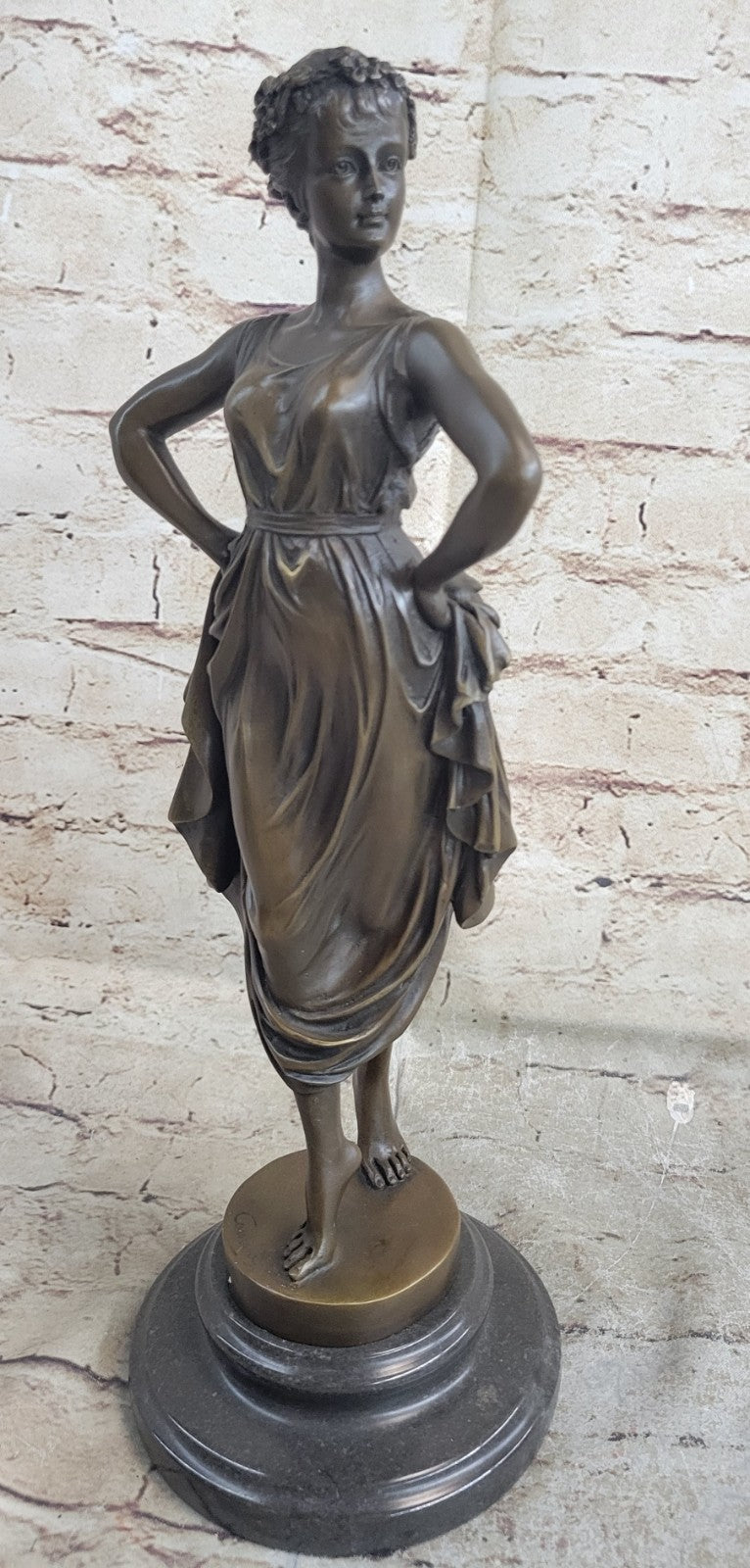 Art Deco/Nouveau Hand Made by Lost Wax Method Proper Girl Bronze Sculpture